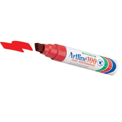 Artline 100 Ink Marker, 7.5mm - 12mm Chisel Tip, Red